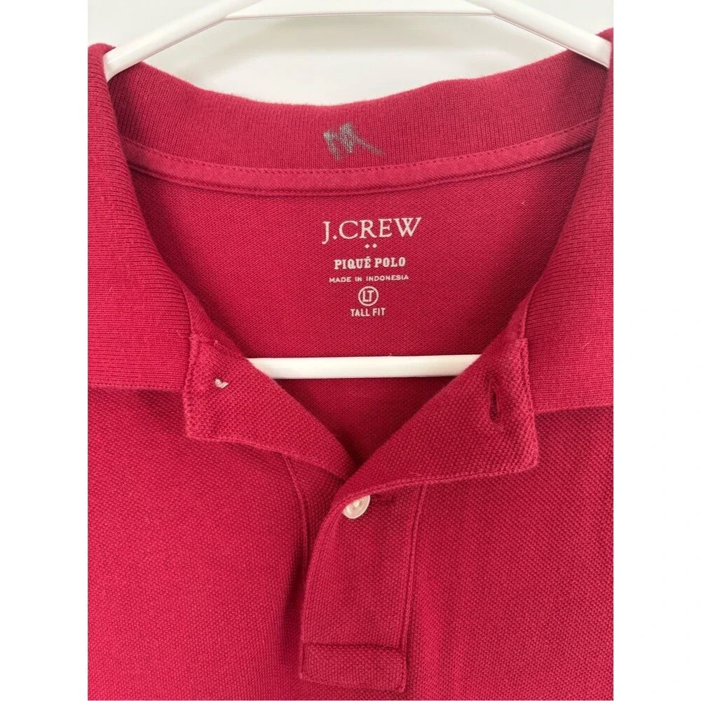 J.Crew Men’s Fit Red Piqué Polo Shirt Short Sleeve Classic Casual- large tall